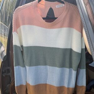 Striped Crewneck Sweater in Blush, Cream, Sage, Light Blue & Tan